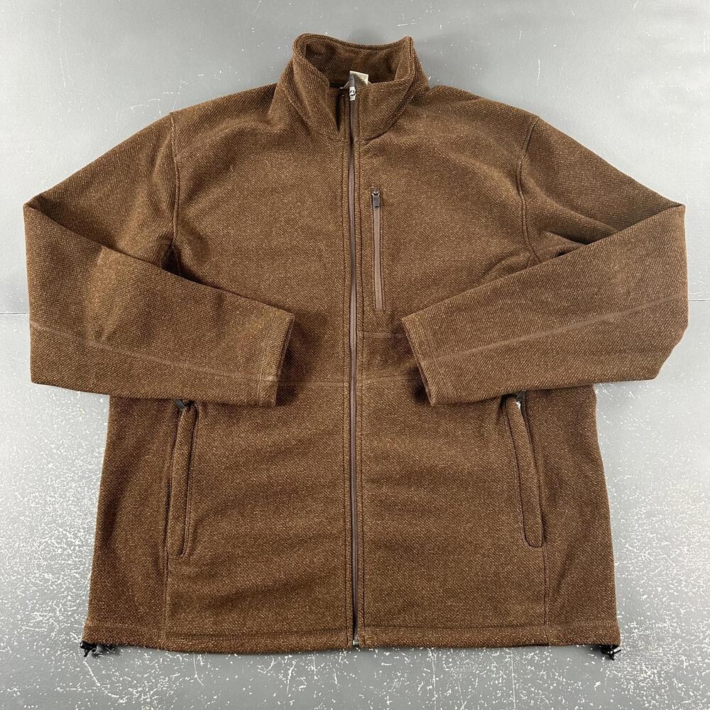 Duluth Trading Jacket Mens Large Brown Park Point Heavy Fleece Full Zip Pockets